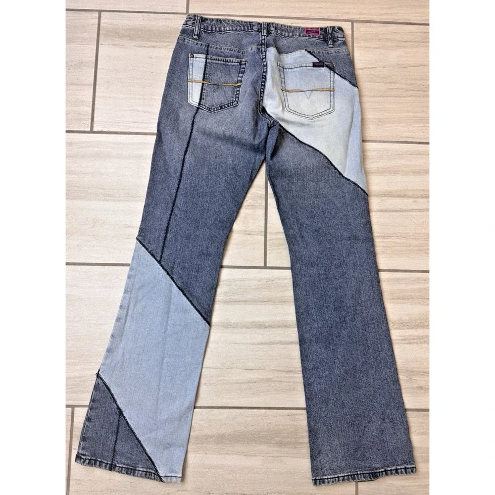 2000s Miss Vigoss Bootcut  Size 7/8 Denim Mixed Split‎ Patched Color Jeans Party